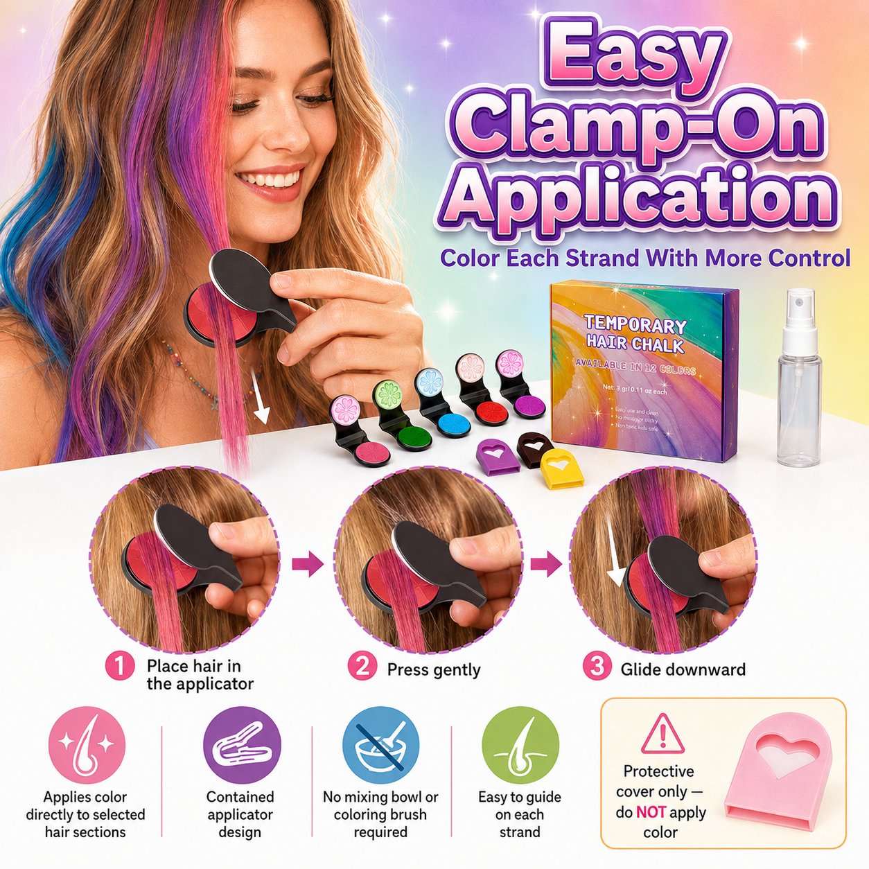 🔥60% OFF🌈12-Color Temporary Hair Chalk Applicator Set