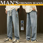 💥VARMT SALG 50% AVSLAG🎁Løse rette jeans for menn