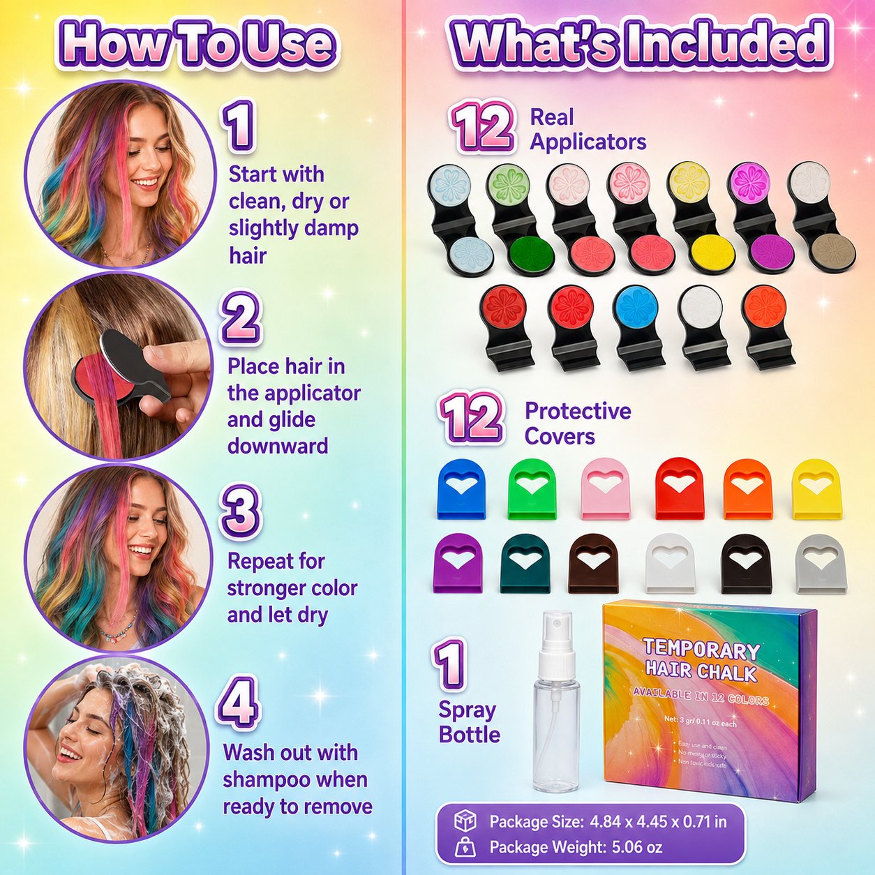 🔥60% OFF🌈12-Color Temporary Hair Chalk Applicator Set