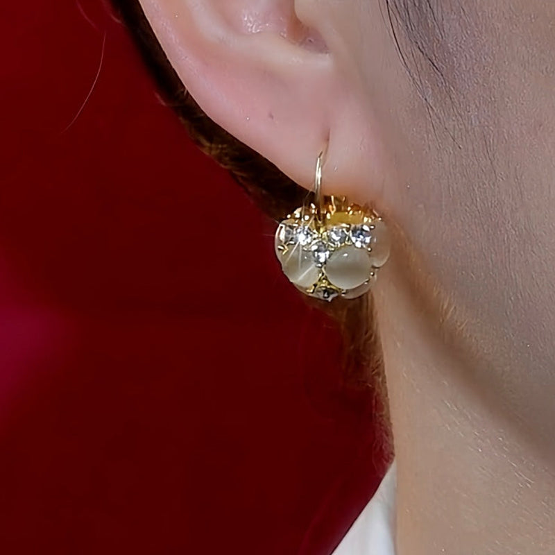 Women’s Elegant Gold - Hoop Earrings Adorned with Gemstones and Crystals