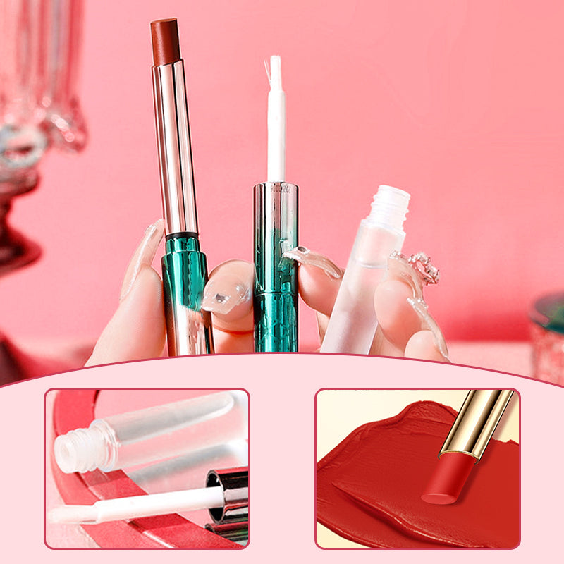 🎁Special Offer💕2-in-1 Waterproof Matte Lipstick & Clear Lip Gloss💕