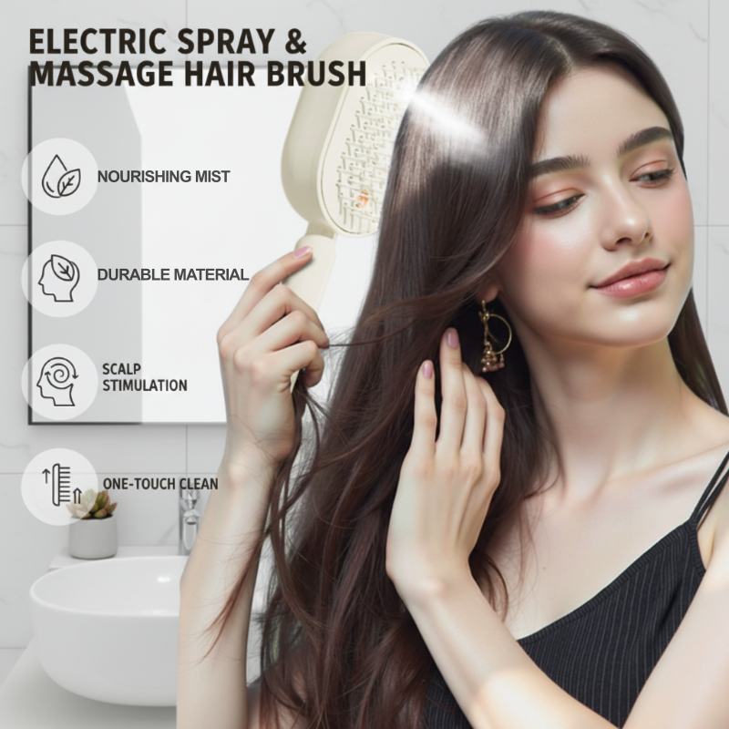 📢📢60% OFF!! ⏰✨Electric Spray & Massage Hair Brush💞Deep massage that reaches right down to the roots to enhance absorption